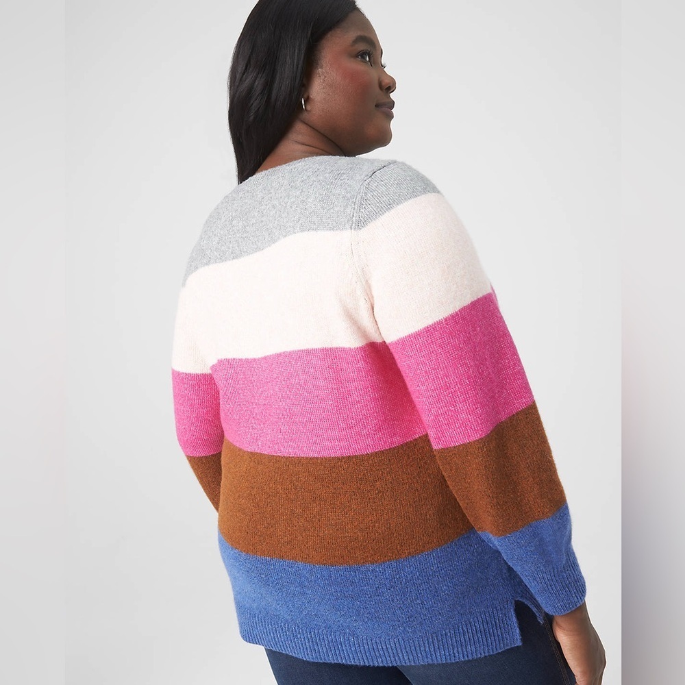 Lane Bryant Colorful Striped V-Neck Sweater 22/24 - Picture 2 of 6